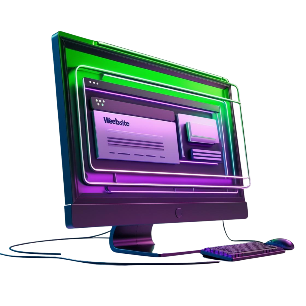 Strona www – neonowa grafika komputera, web design, AI